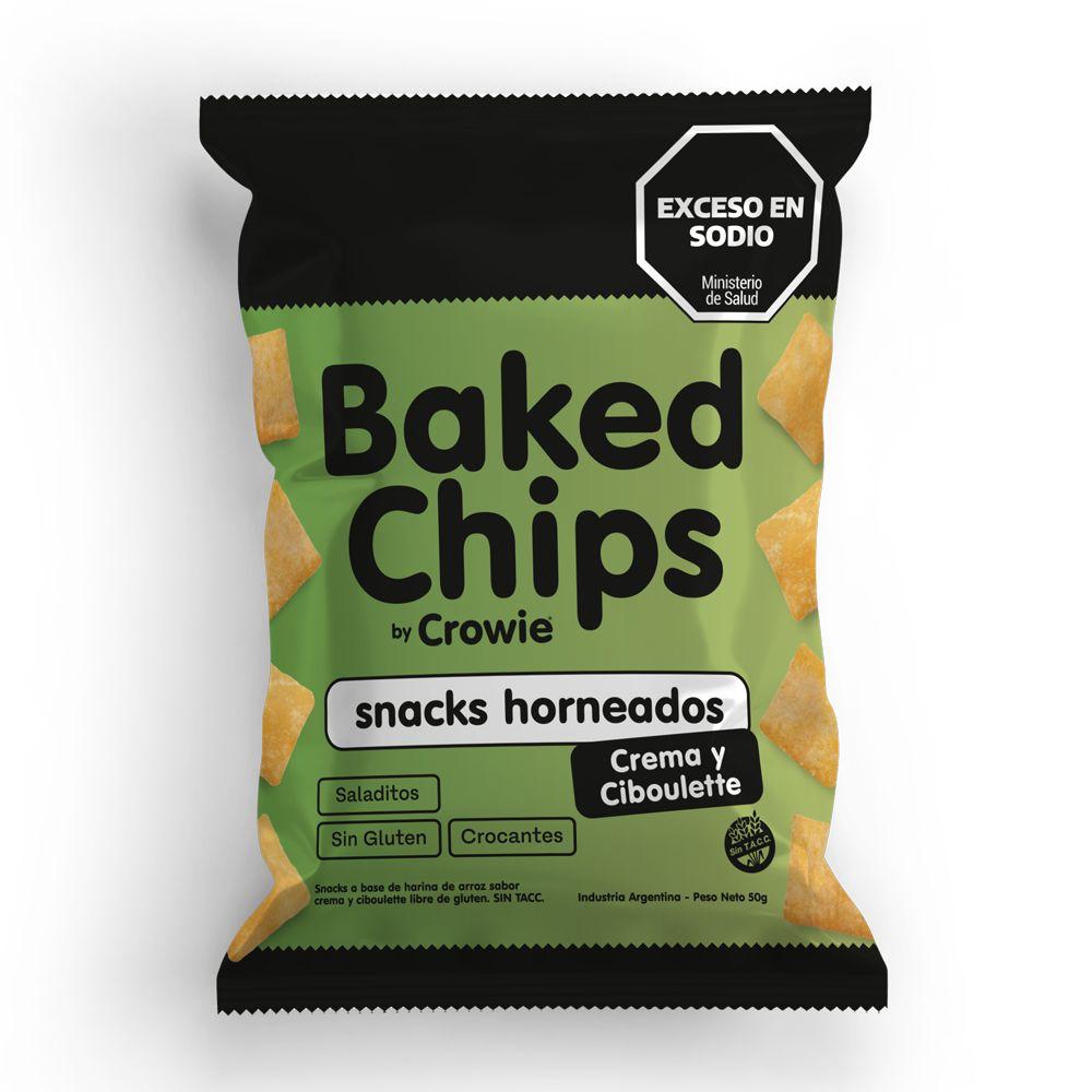 Crowie - Baked Chips - Snacks de arroz sabor Ciboulette (50 gr)