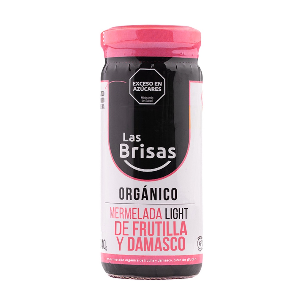 Las Brisas - Mermelada Organica Sin Azúcar de Frutilla y Damasco 240 gr