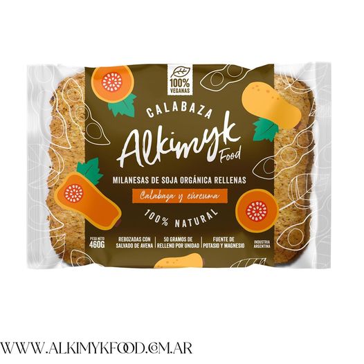 Alkimyk Food - Milanesas de soja rellenas de calabaza con cúrcuma (pack 4 unidades - 480gr)