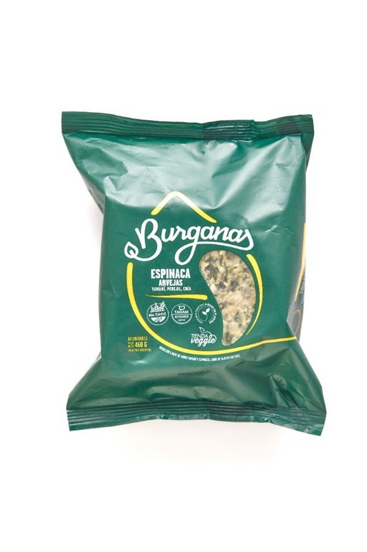 Burganas - Hamburguesas veganas sabor espinaca y arvejas(Pack 4 unidades - 400gr)