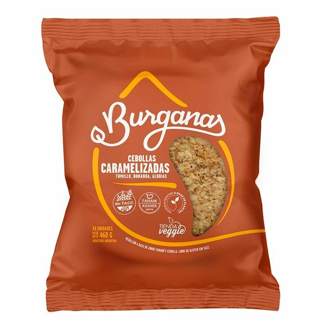 Burganas - Hamburguesas veganas sabor cebollas Caramelizadas(Pack 4 unidades - 400gr)