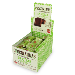 Colonial - Chocolatinas con Leche Sin azucar Barra 5 gr (50 unidades)