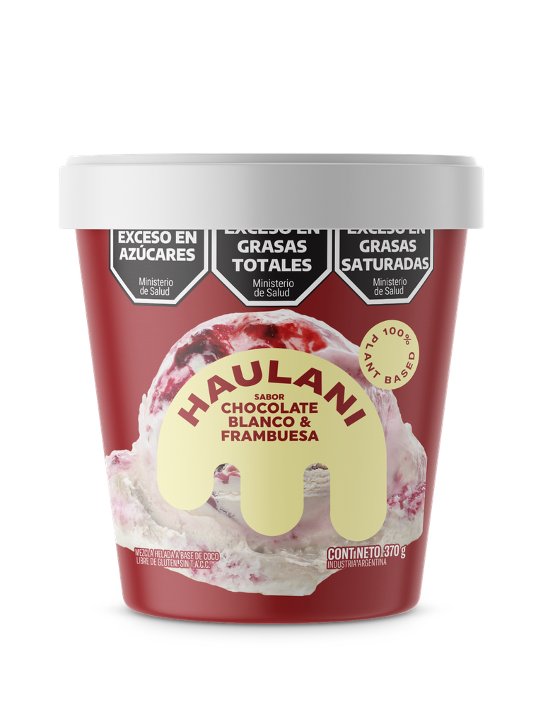 Haulani - Helado en Pote sabor Chocolate Blanco y Frambuesa 370 gr