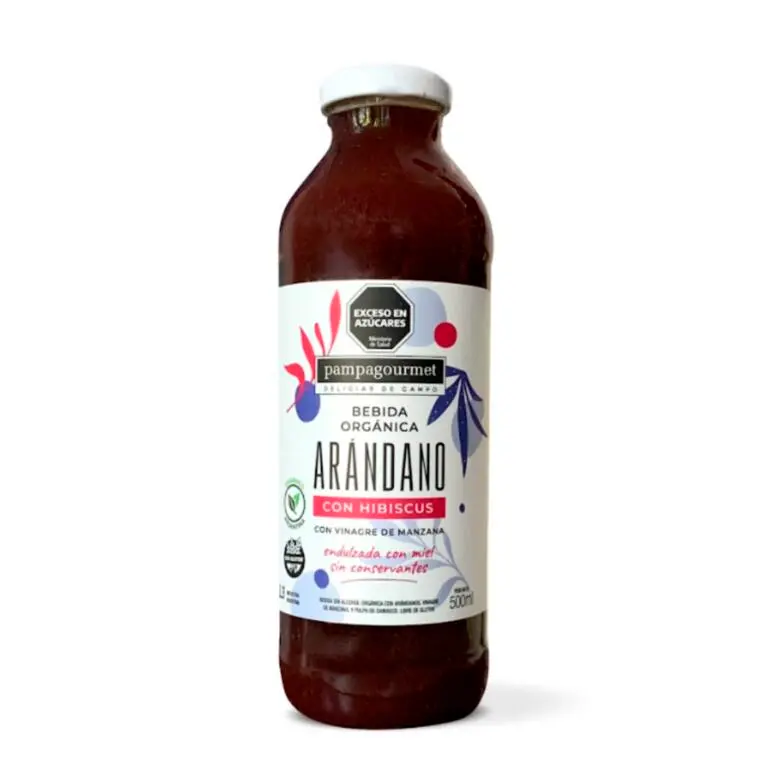 Pampa Gourmet - Jugo Organico Arandano con Hibiscus y Vinagre de Manzana 500 ml
