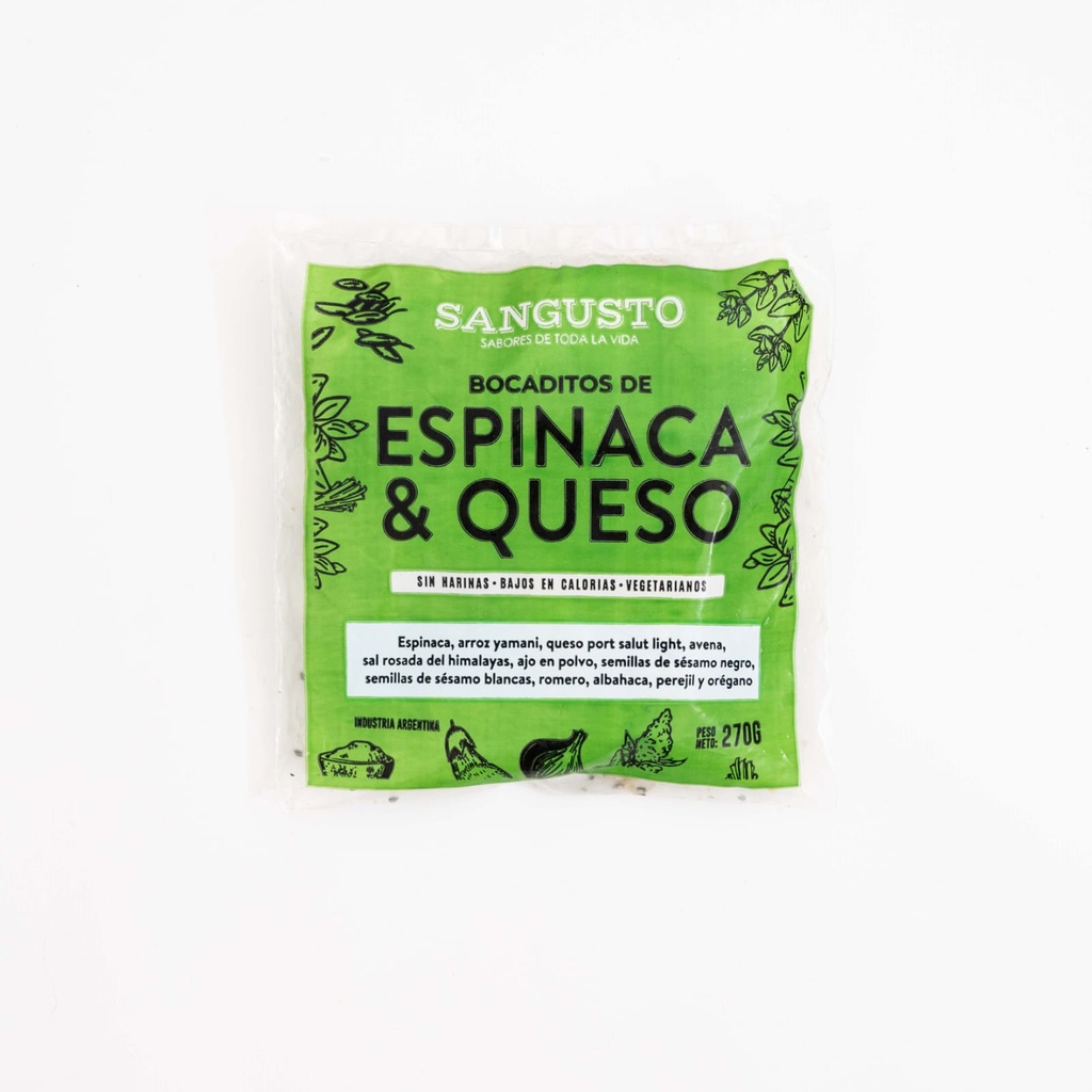 Sangusto - Bocaditos de espinaca y queso vegano(pack de 400gr)