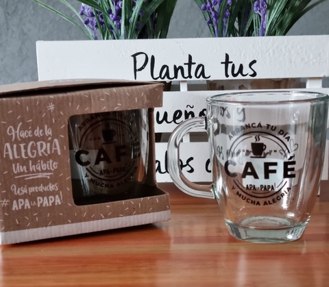 [APALA010] APA LA PAPA! - Taza de vidrio cafe 