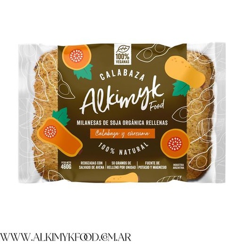 [ALKIM005] Alkimyk Food - Milanesas de soja rellenas de calabaza con cúrcuma (pack 4 unidades - 480gr)