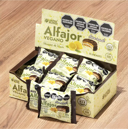 [ANIMA013] Animal Kind - Alfajor vegano mousse de limon con cobertura de chocolate (display 18 unidades de 50 gr)