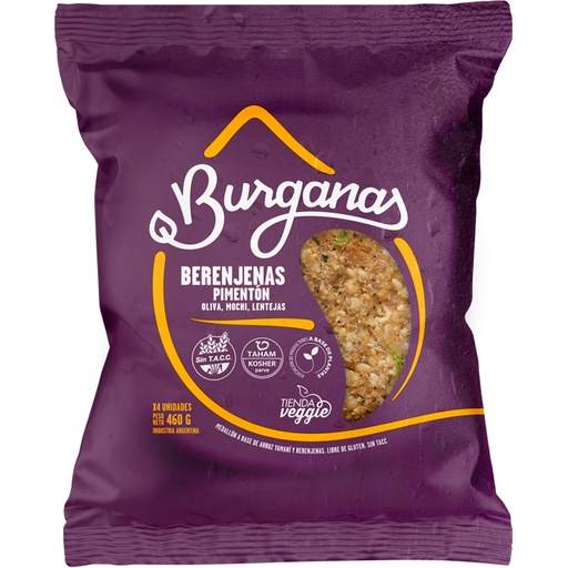 Burganas - Hamburguesas veganas sabor berenjenas y pimentón ahumado (Pack 4 unidades - 400gr)