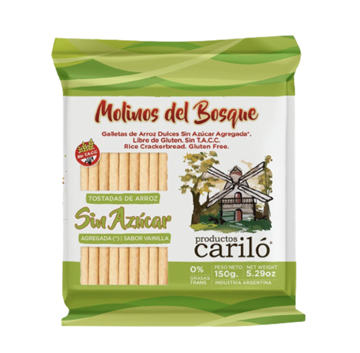 [CARIL008] Carilo - Tostadas de arroz sin azúcar sabor vainilla (150gr)