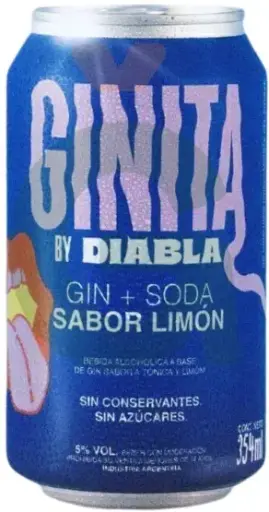 [DIABL002] Diabla - Ginita - Gin + soda sabor limón (354ml)
