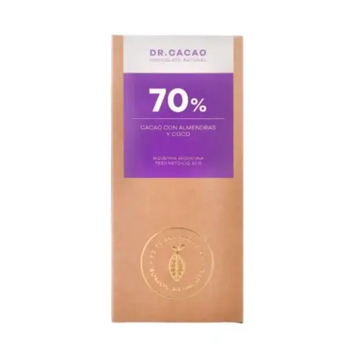 [DRCAC014] Dr Cacao - Chocolate relleno 70% con almendras y coco (50gr)