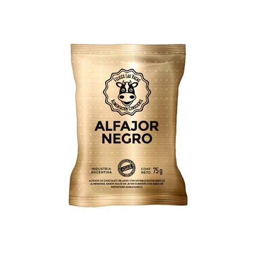 Felices Las Vacas - Alfajor de chocolate relleno con dulce de leche (12 unidades de 75gr)