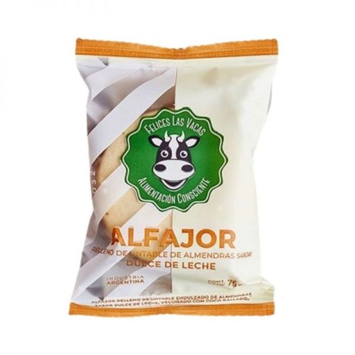 Felices Las Vacas - Alfajor de maicena con dulce de leche de almendras ( 12 unidades de 75 gr)