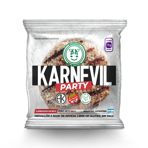 [FELIC042] Felices Las Vacas - Karnevil hamburguesas de arvejas simil carne party (2 unidades - 80gr)