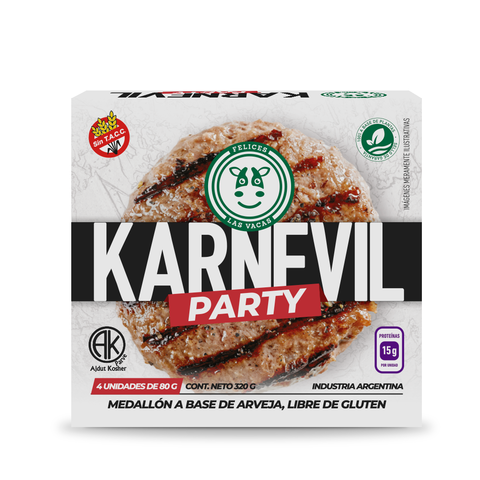 [FELIC043] Felices Las Vacas - Karnevil hamburguesas de arvejas simil carne party (4 unidades - 320gr)