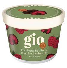 [GIO005] Gio - Frambuesas veganas bañadas en chocolate semiamargo (160gr)