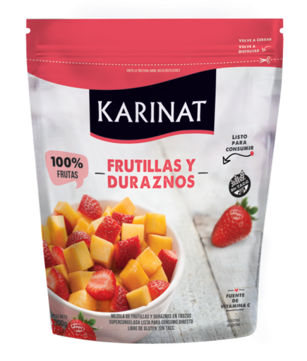 [KARIN017] Karinat - Frutas congeladas mix de frutillas y duraznos (300gr)