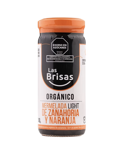 Las Brisas - Mermelada Organica light Sin Azúcar de Zanahoria y Naranja 240 gr
