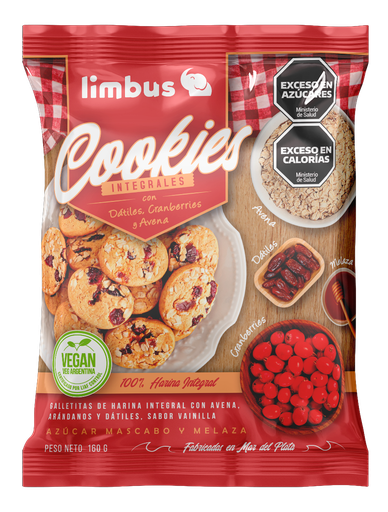 [LIMBO010] Limbo - Galletitas integrales datiles, cranberrys y avena (160gr)