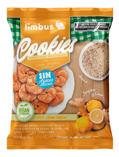 [LIMBO011] Limbo - Galletitas integrales sin azúcar, limon y jengibre (160gr)