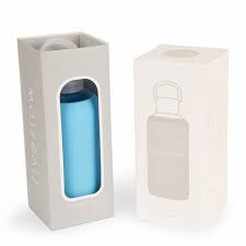 [LIVES002] Liveslow - Botellas vidrio y silicona color Celeste libre de BPA 450 ml