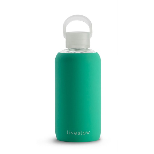 Liveslow - Botellas vidrio y silicona libre de BPA color Verde 450 ml