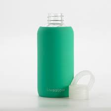 Liveslow - Botellas vidrio y silicona libre de BPA color Verde 650 ml