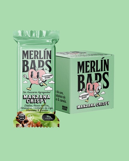 [MERLI010] Merlin Foods - Barrita sabor manzana crispy (caja x 14 unidades)