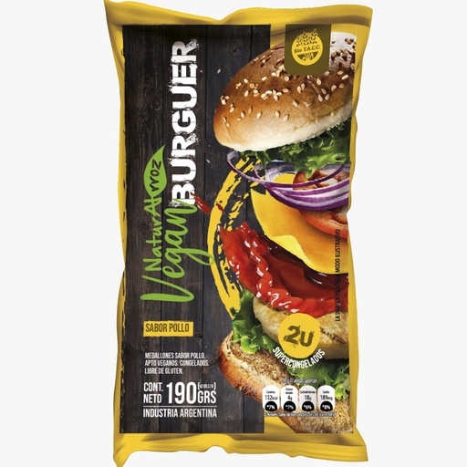[NRROZ019] Naturalrroz - Vegan Burger sabor Pollo (2 unidades) 190gr