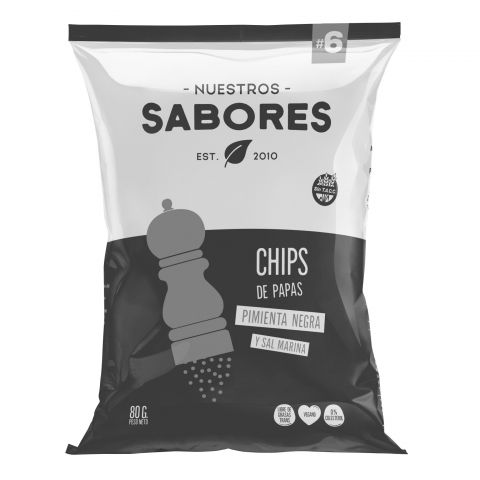 [NUEST004] Nuestros Sabores - Chips de papa, pimienta negra y sal marina (80gr)
