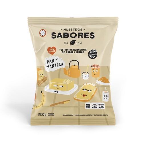 [NUEST011] Nuestros Sabores - Tostaditas sabor pan y manteca (50gr)