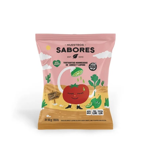 [NUEST012] Nuestros Sabores - Tostaditas sabor tomate, lima y cilantro (50gr)