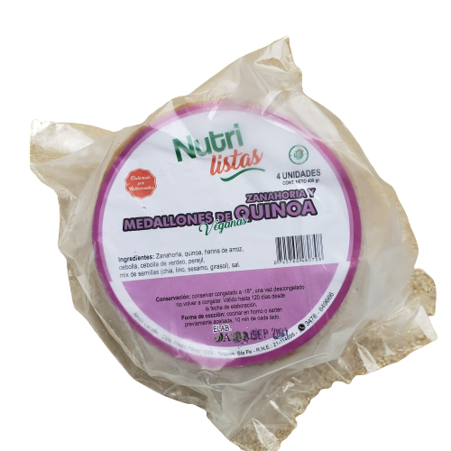 [NSTAS004] Nutrilistas - Medallones Veganos de Quinoa . Pack 4 unidades.400 gr