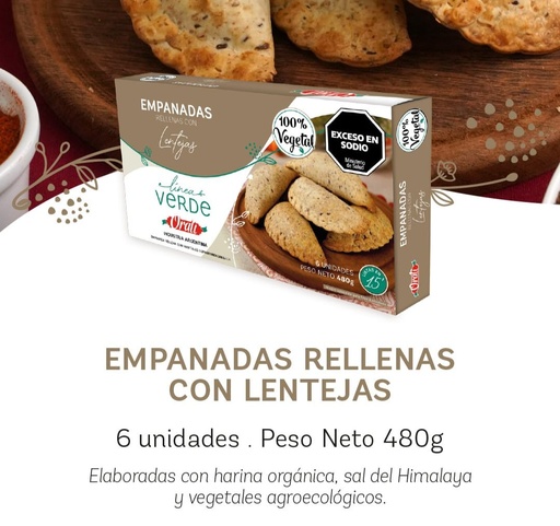 [ORALI007] Orali - Empanadas rellenas con lentejas (6 unidades - 480gr)