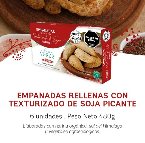 [ORALI009] Orali - Empanadas rellenas con texturizado de soja picante ( 6 unidades - 480gr)