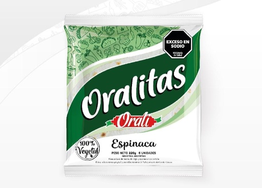 [ORALI047] Orali - Tortillas sabor espinaca (220gr)
