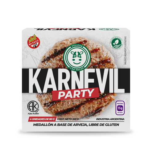 Felices Las Vacas - Karnevil hamburguesas de arvejas simil carne party (4 unidades - 320gr)