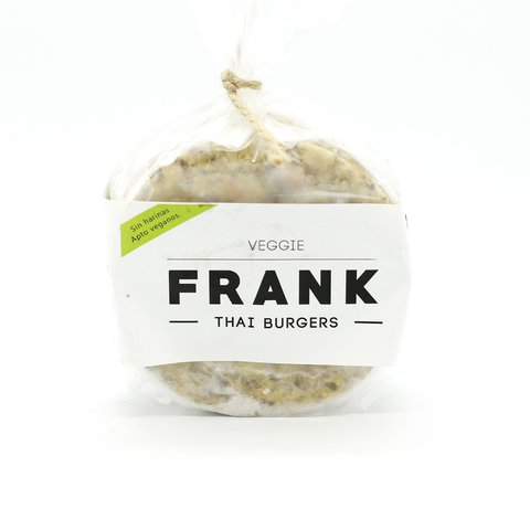 Frank Burger - Clásica Thai Burger (Arroz Yamani, Porotos Mung, Arvejas, Coco, Lima, Lino y Chia )4 unidades. 400gr