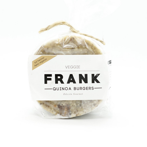 Frank Burger - Gourmet Quinoa Burger (Arroz Yamani, Quinoa Blanca, Hongos Shitake, Portobellos, Lino y Chia) 4 unidades . 400 gr