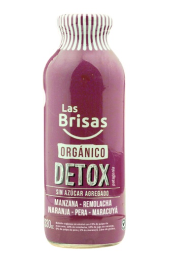 Las Brisas - Jugo Orgánico Detox Manzana, Remolacha, Naranja, Pera y Maracuyá 330 ml 