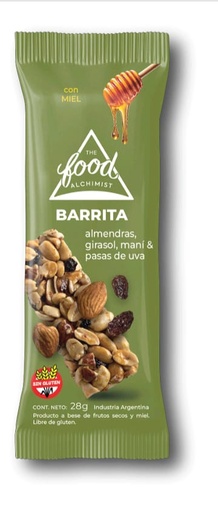 The food alchimist - Barritas de almendras, girasol, maní y pasas (12 barritas)
