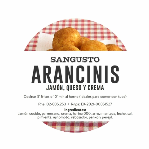 [SANGU015] Sangusto - Arancinis, Jamon, Queso y Crema