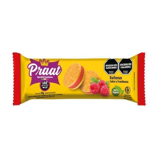  Praat galletitas de vainilla rellenas con frambuesa  x 125 gr   