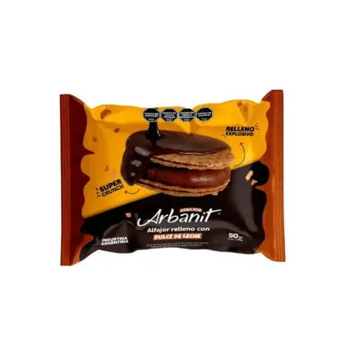 [ARBAN018] Arbanit - Alfajor de Oblea relleno de Dulce de Leche Bañado en Chocolate Semiamargo (6 unidades por caja) 