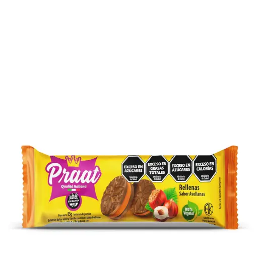  Praat Galletitas de chocolate rellenas con avellana 85 gr 