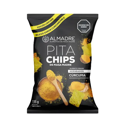 [ALMAD015] Almadre - Pita chips de masa madre con cúrcuma (115gr) 