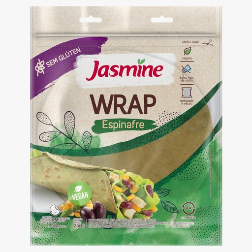 Jasmine Wrap tortillas sin glúten espinaca x 240 grs (6 unidades)  