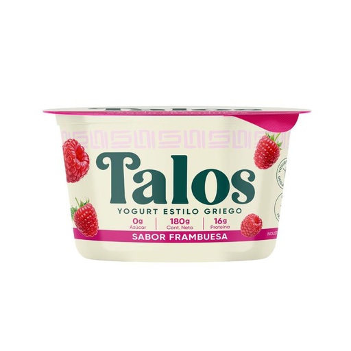 Talos Yogurt Griego sabor FRAMBUESA 0 azúcar 16 gr proteína 180 gr 