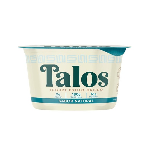 [TALOS002] Talos - Yogurt Griego sabor NATURAL 0 azúcar 16 gr proteína 180 gr  